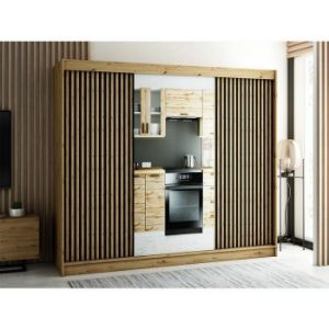 Obrazek Szafa Lamelo 2 250 Dąb Artisan/Czarny/Lustro