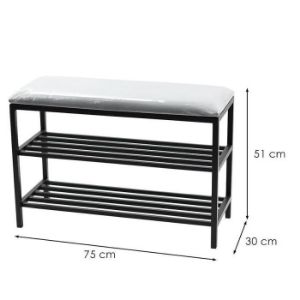 Obrazek Szafka na buty metal z siedziskiem Loft 51x75x30 czarny