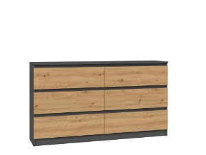 Komoda Umo P6 140 antracyt/dąb artisan
