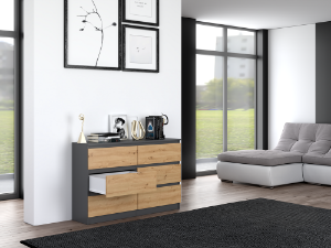 Obrazek Komoda Umo P6 120 antracyt/dąb artisan