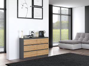 Obrazek Komoda Umo P6 120 antracyt/dąb artisan