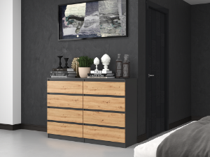 Obrazek Komoda Umo P8 140 antracyt/dąb artisan