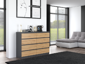 Obrazek Komoda Umo P8 140 antracyt/dąb artisan