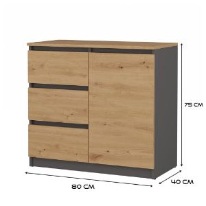 Obrazek Komoda Izydora 1 antracyt/dąb artisan