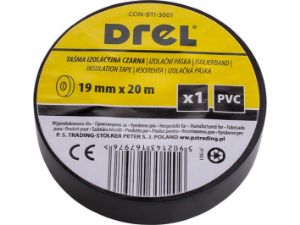 Drel Taśma Izolacyjna PVC Czarna 19mmx0,18mmx20m