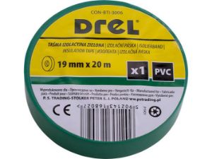 Obrazek Drel Taśma Izolacyjna PVC Zielona 19mmx0,18mmx20m