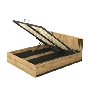 Obrazek Łóżko z pojemnikiem Sole 160x200 LA26 dąb wotan/czarny mat