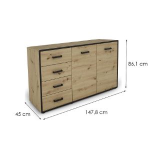 Obrazek Komoda Capannoli 148 4s 2d dąb artisan/czarny 