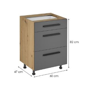 Obrazek Szafka kuchenna Langen d60s3 uchwyt grey