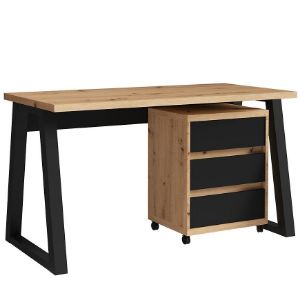 Zestaw Iga I Biurko+Kontenerek Dąb Artisan / Czarny Mat 