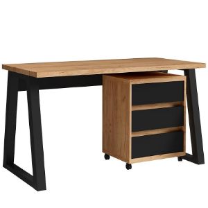 Zestaw Iga I Biurko+Kontenerek Dąb Craft / Czarny Mat