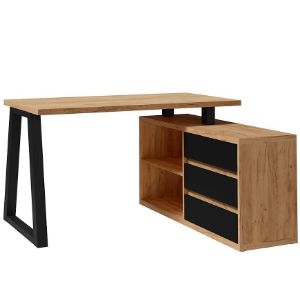 Zestaw Iga II Biurko+Komoda Dąb Craft / Czarny Mat