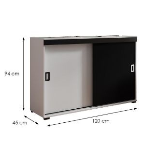Obrazek Komoda Retro 120 Biały/Czarny + Uchwyty Biały I Czarny