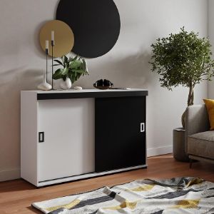Obrazek Komoda Retro 120 Biały/Czarny + Uchwyty Biały I Czarny