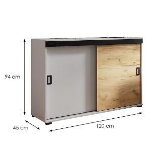 Obrazek Komoda Retro 120 Biały/Craft +Czarne Uchwyty
