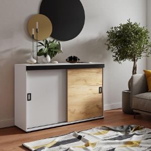 Obrazek Komoda Retro 120 Biały/Craft +Czarne Uchwyty