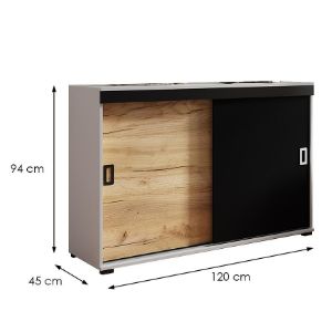 Obrazek Komoda Retro 120 Biały/Craft/Czarny + Uchwyty Biały I Czarny