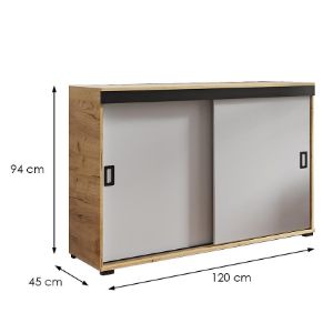 Obrazek Komoda Retro 120 Craft/Biały + Czarne Uchwyty