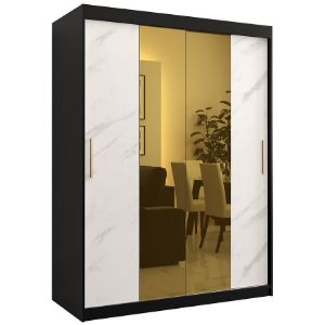 Obrazek Szafa Platinum T1 150 czarny marmur/biały 