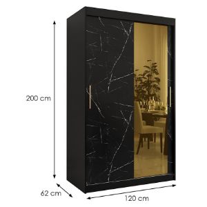Obrazek Szafa Platinum T2 120 czarny marmur/czarny 