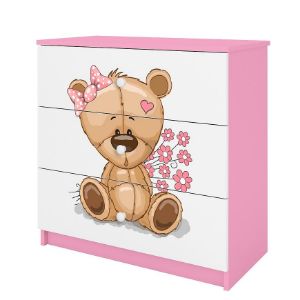 Obrazek Komoda Dla Dzieci Babydreams Różowy – Miś Kwiatki