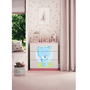 Obrazek Komoda Dla Dzieci Babydreams Różowy – Miś Niebieski