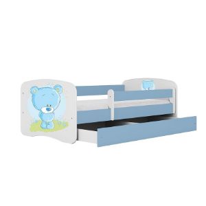 Obrazek Łóżko dziecięce z materacem i szufladą Babydreams Niebieski 80x160 Miś Niebieski