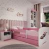 Obrazek Łóżko dziecięce z materacem i szufladą Babydreams Różowe 70x140 Auto