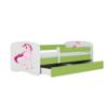 Obrazek Łóżko dziecięce z materacem i szufladą Babydreams Zielone 70x140 Jednorożec