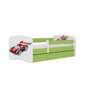 Łóżko dziecięce z materacem i szufladą Babydreams Zielone 80x160 Auto