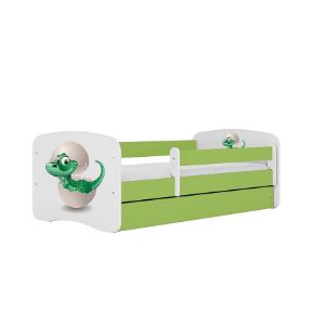 Łóżko dziecięce z materacem i szufladą Babydreams Zielone 80x160 Dino