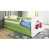 Obrazek Łóżko dziecięce z materacem i szufladą Babydreams Zielone 80x160 Straż Pożarna