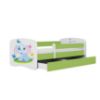 Obrazek Łóżko dziecięce z materacem i szufladą Babydreams Zielone 80x180 Słonik