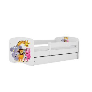 Łóżko dziecięce z materacem i szufladą Babydreams Biały 80x160 Zoo