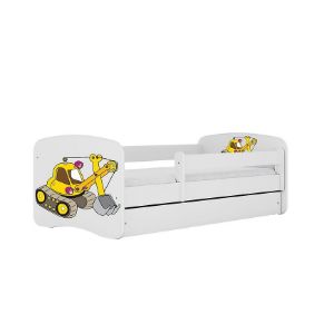 Łóżko dziecięce z materacem i szufladą Babydreams Biały 80x180 Koparka