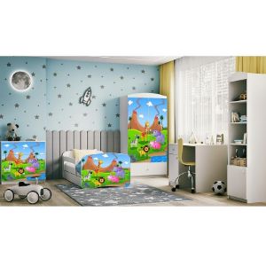 Obrazek Łóżko dziecięce z materacem i szufladą Babydreams Biały 80x180 Safari