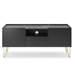 Obrazek Szafka RTV Harmony 144 czarny grafit/marmur black