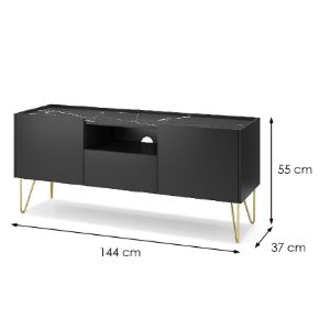Obrazek Szafka RTV Harmony 144 czarny grafit/marmur black