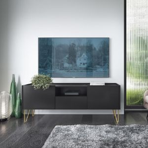 Obrazek Szafka RTV Harmony 144 czarny grafit/marmur black