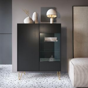 Obrazek Witryna Harmony WT97 czarny grafit/marmur black