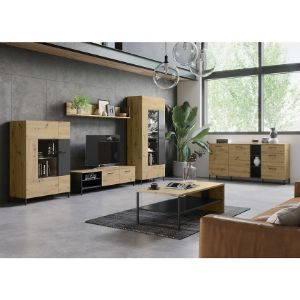 Obrazek Regał Z Szufladą Lucas 16 Dąb Artisan/Czarny Mat