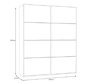 Obrazek Szafa dwudrzwiowa z lustrem Ossett 170 L SHMS82412-120 biały mat
