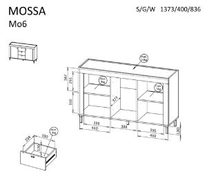 Obrazek Komoda dwudrzwiowa Mossa MO6 z szufladami dąb whisky/biały mat