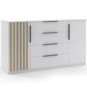 Komoda Sorento 160x89x48 biały/lamela złoty craft