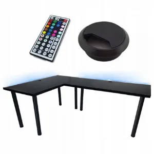 Obrazek Biurko Gamingowe Narożne Low Czarne 202x136x2.8 Model 2