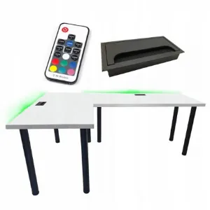 Obrazek Biurko Gamingowe Narożne Top Białe 202x136x2.8 Model 2