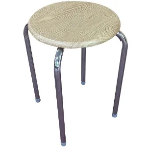 Taboret DR-N-657 Axel 10896 chrom/naturalny