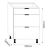 Obrazek Szafka Kuchenna Loft II D60 3SZ METALBOX grafit