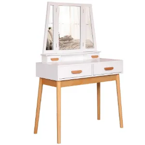 Toaletka z taboretem Sylvia 015 9514 biała/naturalna