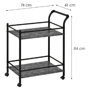Obrazek Wózek Kuchenny Gc5334-1 Czarny Marmur/Czarny